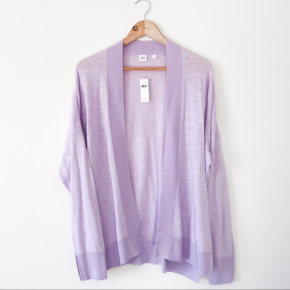 NEW GAP Slub Open Striped Cardigan